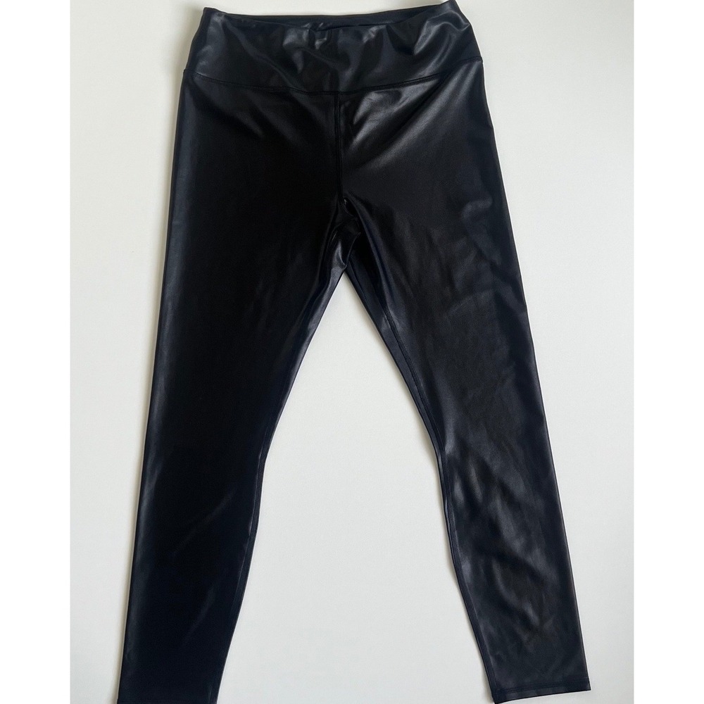 Maurices Black Faux Leather Leggings High Waisted Size L Regular